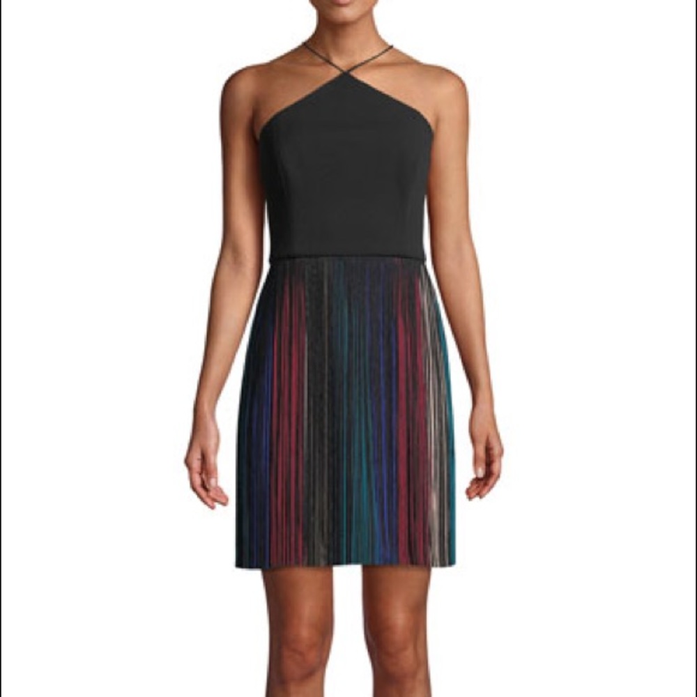 Aidan Mattox Fringe Multicolor/Black Dress